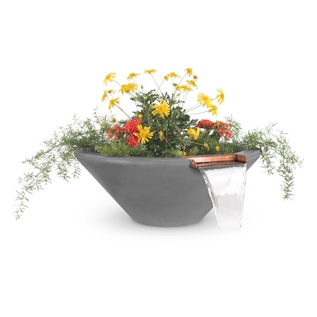 The Outdoor Plus 31 Round Cazo Planter & Water Bowl - GFRC Concrete - Natural Gray - OPT-31RPW-NGY